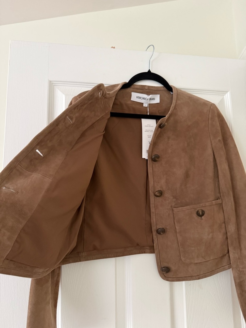Veronica Beard Andrea Suede Lambskin Leather Jacket Bark Brown NEW with tags - Picture 7 of 10